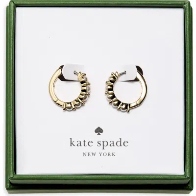 Kate Spade New York Crystal Mini Huggie Hoop Earrings In Clear/ Gold
