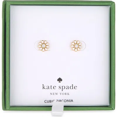 Kate Spade New York Cubic Zirconia Enamel Daisy Stud Earrings In White