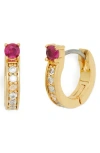 Kate Spade New York Cubic Zirconia Huggie Earrings In Ruby