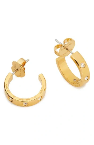 Kate Spade New York Cubic Zirconia Huggie Hoop Earrings In Clear/gold