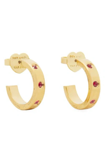 Kate Spade New York Cubic Zirconia Huggie Hoop Earrings In Ruby.