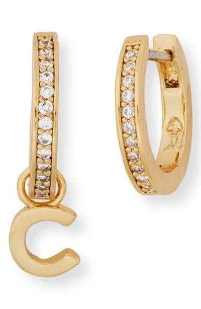 Kate Spade New York Cubic Zirconia Pavé Initial Huggie Earrings In Gold