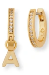Kate Spade New York Cubic Zirconia Pavé Initial Huggie Earrings In Clear/gold A