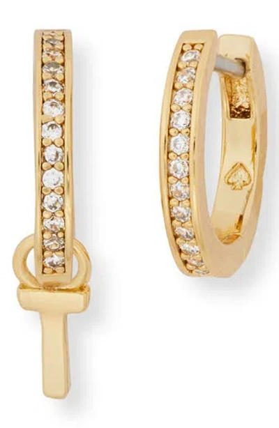 Kate Spade New York Cubic Zirconia Pavé Initial Huggie Earrings In Gold