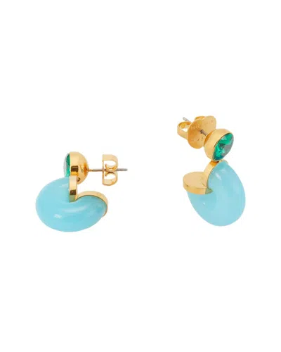Kate Spade New York Cz Seeing Stripes Stud Hoops In Blue/gold