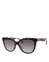 Kate Spade New York Daesha Cat Eye Sunglasses, 56mm In Black Havana/purple Polarized Gradient