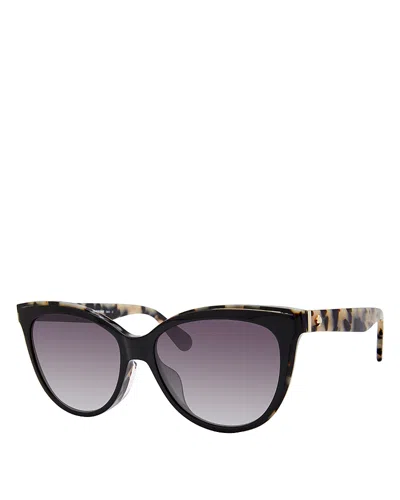 Kate Spade New York Daesha Cat Eye Sunglasses, 56mm In Black Havana/purple Polarized Gradient