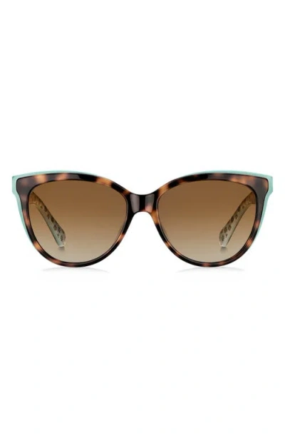 Kate Spade New York Daeshas 56mm Polarized Cat Eye Sunglasses In Havana/green/brown
