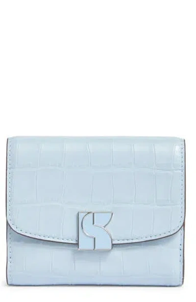 Kate Spade New York Dakota Croc Embossed Leather Wallet In Blue