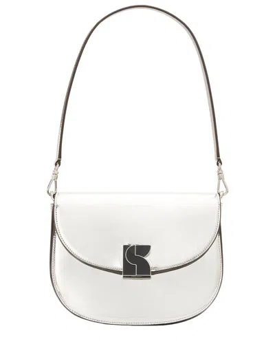 Kate Spade New York Dakota Metallic Leather Saddle Bag In White