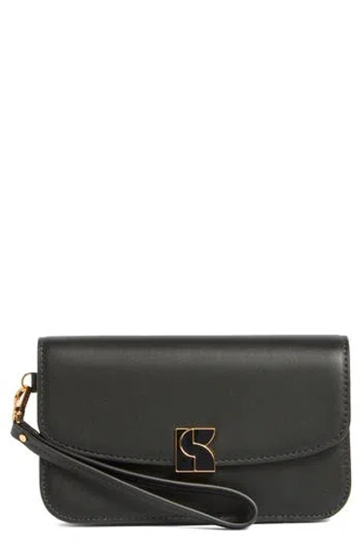 Kate Spade New York Dakota Smooth Leather Flap Wristlet In Black