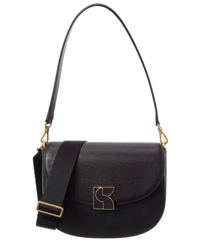 Kate Spade New York Dakota Textured Leather Medium Saddle Bag In Black