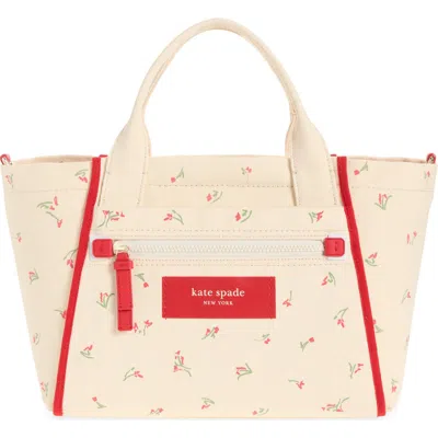 Kate Spade Dash Floral-print Canvas Tote Bag In Neutral