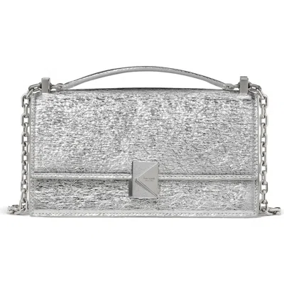 Kate Spade New York Deco Crinkle Metallic Leather Shoulder Bag In Silver