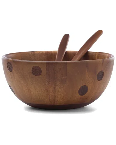 Kate Spade New York Deco Dot Salad Bowl With Servers In Brown