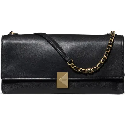 Kate Spade New York Deco Fine Grain Leather Convertible Chain Shoulder Bag In Black