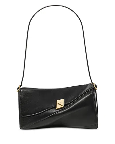 Kate Spade New York Deco Leather Twisted Flap Shoulder Bag In Black