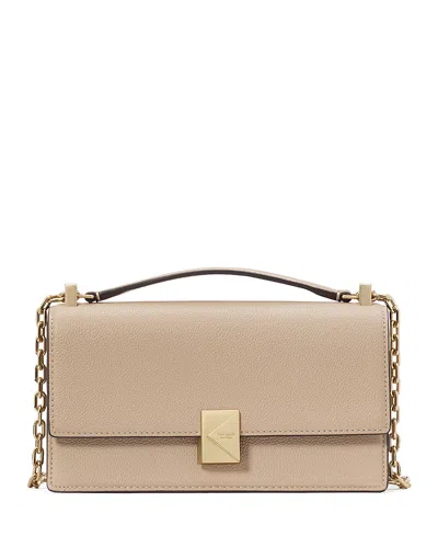 Kate Spade New York Deco Pebbled Leather Mini Flap Chain Crossbody In Brown