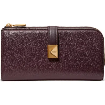 Kate Spade New York Deco Pebbled Leather Zip Wallet In Burgundy