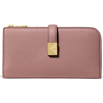 Kate Spade New York Deco Pebbled Leather Zip Wallet In Pink