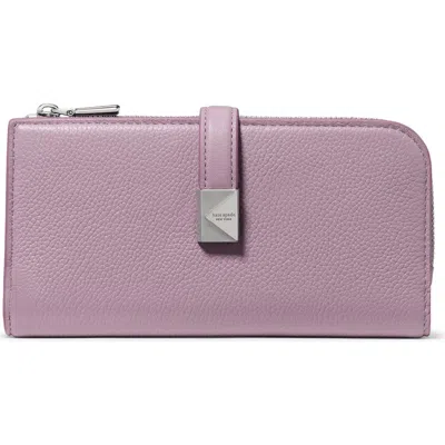 Kate Spade New York Deco Pebbled Leather Zip Wallet In Purple