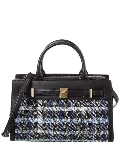 Kate Spade New York Deco Plaid Tweed Medium Satchel In Black