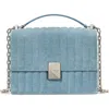 Kate Spade New York Deco Quilted Denim Suede Convertible Chain Crossbody Bag