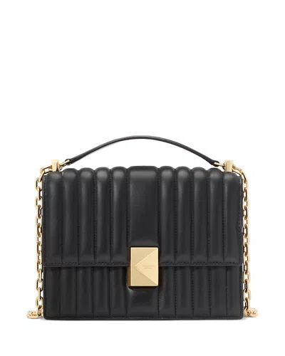 Kate Spade New York Deco Quilted Leather Small Chain Shoulder Bag In Black