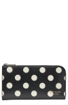 Kate Spade New York Devin Breezy Dot Saffiano Leather Zip Wallet In Black Multi.
