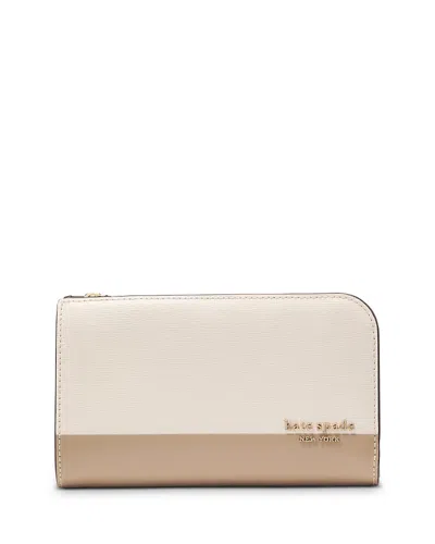 Kate Spade New York Devin Colorblocked Saffiano Leather Medium Bifold Wallet In Timeless Tan