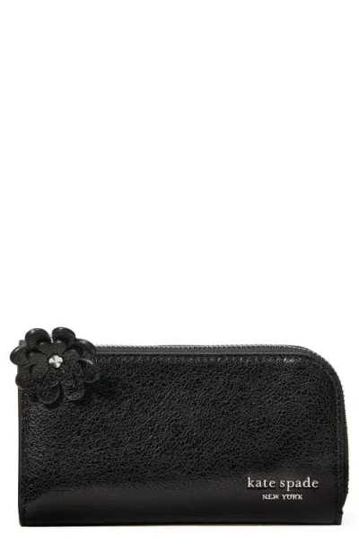 Kate Spade New York Devin Glazed Leather Small Slim Wallet In Black
