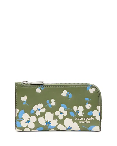 KATE SPADE KATE SPADE NEW YORK DEVIN PAINTERLY BOUQUET EMBOSSED LEATHER SMALL SLIM BIFOLD WALLET