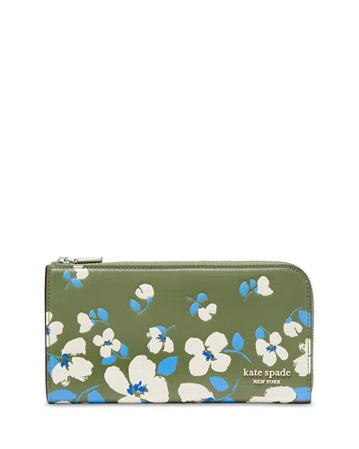 KATE SPADE KATE SPADE NEW YORK DEVIN PAINTERLY BOUQUET EMBOSSED LEATHER ZIP AROUND CONTINENTAL WALLET