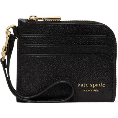 Kate Spade New York Devin Pebble Leather Card Case In Black