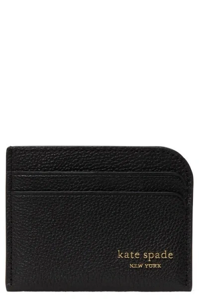 Kate Spade New York Devin Pebble Leather Card Holder In Black