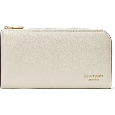 Kate Spade New York Devin Pebble Leather Zip Wallet In White