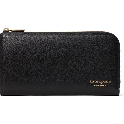 Kate Spade New York Devin Pebble Leather Zip Wallet In Black