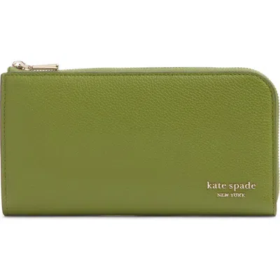 Kate Spade New York Devin Pebble Leather Zip Wallet In Green
