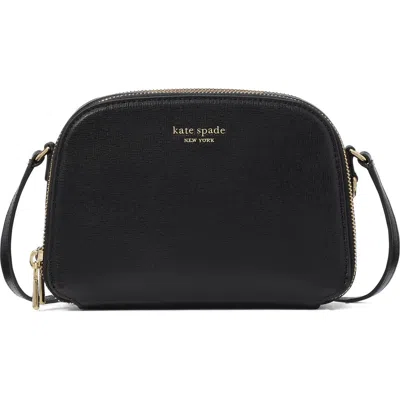 Kate Spade New York Devin Saffiano Leather Double Crossbody Bag In Black