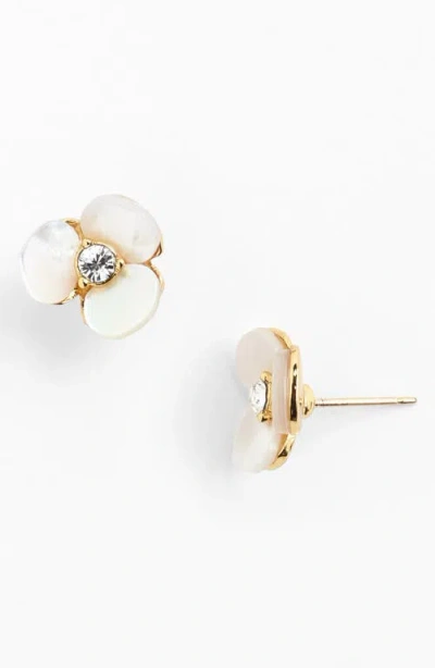 Kate Spade New York Disco Pansy Stud Earrings In Cream/clear/gold