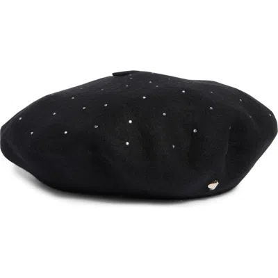 Kate Spade New York Disco Wool Blend Beret In Black
