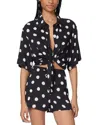 Kate Spade New York Dot Print Cover Up Shirt In Black