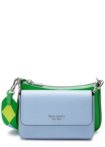 Kate Spade New York Double Up Colourblocked Leather Cross-body Bag In Blue