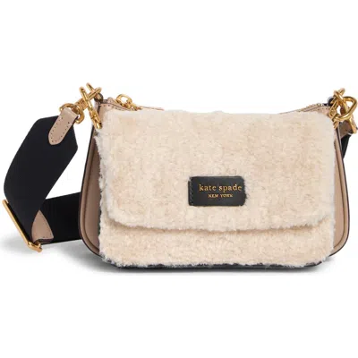 Kate Spade New York Double Up Crossbody Bag & Faux Shearling Pouch In Brown