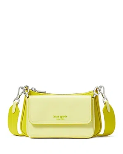 Kate Spade New York Double Up Patent & Saffiano Leather Crossbody In Wasabi Multi