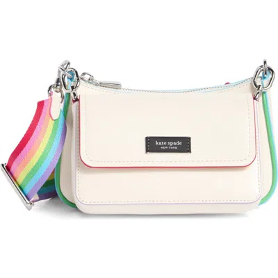 Kate Spade New York Double Up Rainbow Trim Saffiano Textured Leather Bag In Multi