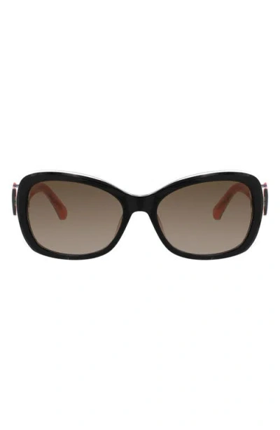 Kate Spade New York Elowen 55mm Gradient Rectangular Sunglasses In Black Pink/brown
