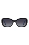 Kate Spade Elowen 55mm Gradient Round Sunglasses In Black/grey Shaded