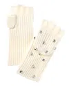 Kate Spade New York Embellished Pop Top Wool-blend Mittens In Neutral