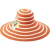 Kate Spade New York Embroidered Flowers Straw Sun Hat In Cream/multi